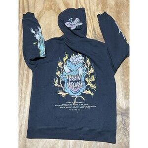 ZARA HOODIE Men M Cotton Knit Pullover ROCK METAL GOTH @N5